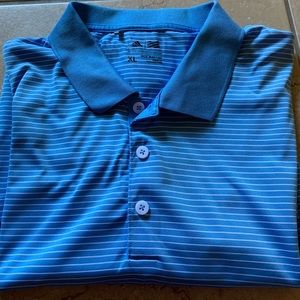 Blue and White Adidas Sporty Collared Shirt